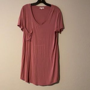 Z Supply V Neck Tee Shirt Dress Baggy Pocket Sz M